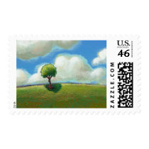 Titled:  A Good Time to Start - landscape art postage