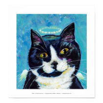 Titled:  Animals Protect Us - cat Angel art posters