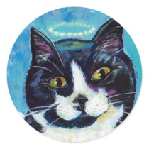 Titled:  Animals Protect Us - cat Angel art stickers