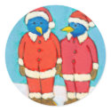 Titled: Blue Birds in Red Suits - fun holiday art sticker