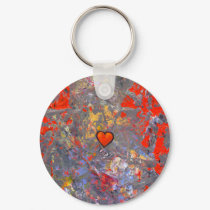 Titled:  Bravery  ~  Bold modern art heart keychains