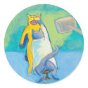 Titled: Cat Dentist - fun unique whimsical art sticker