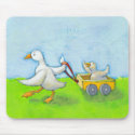 Titled: Dad - Papa duck, baby duckling, wagon mousepad