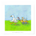 Titled: Dad - Papa duck, baby duckling, wagon print