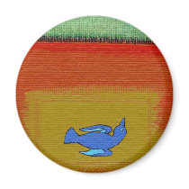 Titled:  Dead  -  beautiful modern folk art bird magnets
