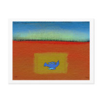 Titled:  Dead  -  beautiful modern folk art bird postcards