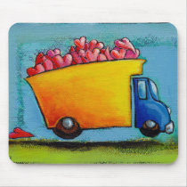 Titled: Dump Truck of Love - fun happy art mousepads by flyinggirl Titled: Dump Truck of Love - fun happy art mousepads