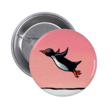 Titled: Eternal Optimist - ambitious penguin art Button