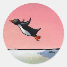 Titled: Eternal Optimist - ambitious penguin art Round Sticker