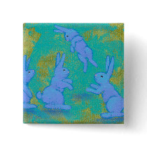 Titled:  Floating Blue - bunny rabbit modern ART buttons