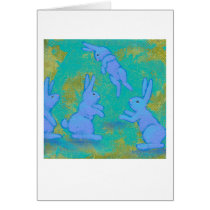 Titled:  Floating Blue - bunny rabbit modern ART cards