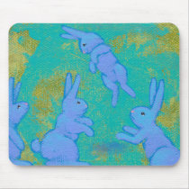 Titled:  Floating Blue - bunny rabbit modern ART mousepads