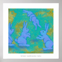 Titled:  Floating Blue - bunny rabbit modern ART posters