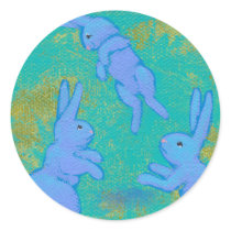 Titled:  Floating Blue - bunny rabbit modern ART stickers