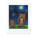 Titled: Full Moon Dance Lessons - fun owl art postcards by flyinggirl Titled: Full Moon Dance Lessons - fun owl art postcards