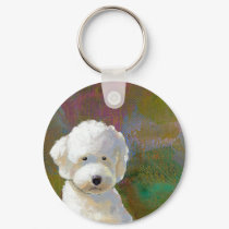Titled: I'm Thinking About It - adorable white dog keychains