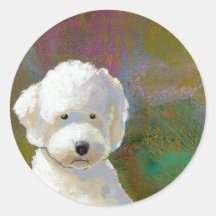 Titled: I'm Thinking About It - adorable white dog Round Sticker