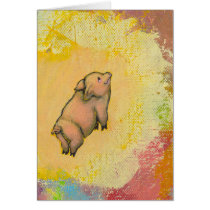 Titled:  (In Motion) Action - flying pot belly pig cards