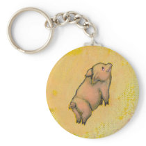 Titled:  (In Motion) Action - flying pot belly pig keychains
