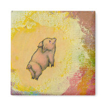 Titled:  (In Motion) Action - flying pot belly pig magnets