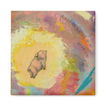 Titled:  (In Motion) Action - flying pot belly pig magnets