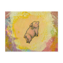 Titled:  (In Motion) Action - flying pot belly pig postcards