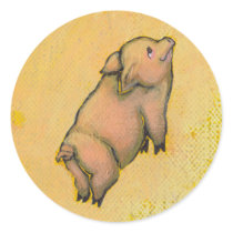 Titled:  (In Motion) Action - flying pot belly pig stickers