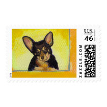 Titled:  Leadership (08) - fun brave chihuahua postage