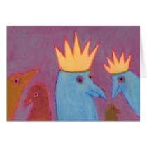 Titled:  Let's Wear Crowns - FUN BIRD ART cards