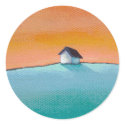 Titled: Little House on the Hill - art landscape sticker