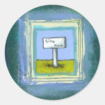 Titled:  Live Now Round Stickers