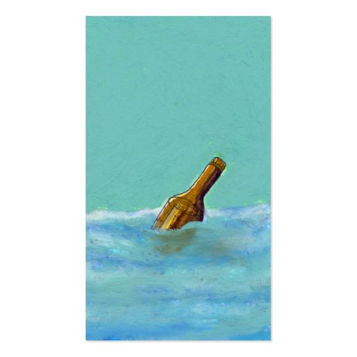 Titled:  Message - bottle at sea drawing ART Business Cards (front side)