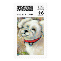 Titled:  Mookie is a Happy Dog postage