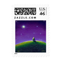 Titled:  Moonlight - pine TREE hope peaceful night Stamp