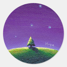 Titled:  Moonlight - pine TREE hope peaceful night Stickers