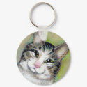 Titled: My Middle Name is Trouble - fun cat art keychain