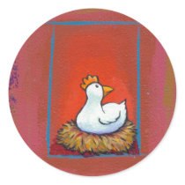 Titled: One Hen - Eggs laying CHICKEN ART fun stickers by flyinggirl Titled: One Hen - Eggs laying CHICKEN ART fun stickers