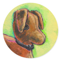 Titled:  One of a Kind - handmade stuffed toy dog stickers