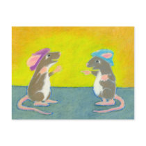 Titled: Rats in Hats - Fun silly happy rodent ART postcards by SimpleTerms Titled: Rats in Hats - Fun silly happy rodent ART postcards
