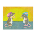 Titled:  Rats in Hats - Fun silly happy rodent ART postcards