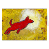 Titled: Red Dog - fun playful art card