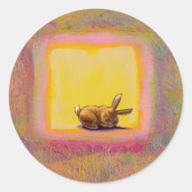 Titled:  Respite - Peaceful sleeping rabbit ART Round Sticker