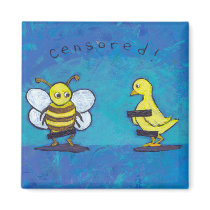 Titled:  Sex Ed - birds and bees censored ART magnets
