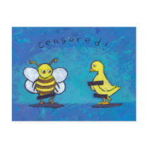 Titled:  Sex Ed - birds and bees censored ART postcards
