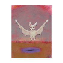Titled:  Shaman - Unique albino bat postcards