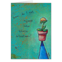 Titled: Situation - Flower pot stuck PERSONALIZED cards