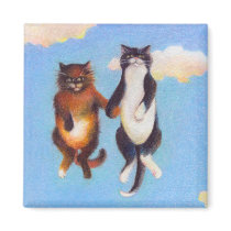 Titled: Smitten - two cats in love floating sky magnets by flyinggirl Titled: Smitten - two cats in love floating sky magnets