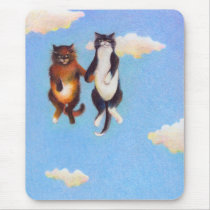 Titled:  Smitten - two cats in love floating sky mousepads