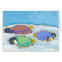 Titled: Snoozing - adorable napping penguin art card