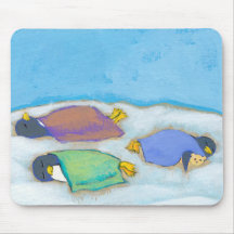 Titled:  Snoozing - adorable napping penguin art Mouse Pad